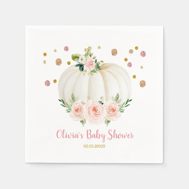Pumpkin Baby Shower Paper Napkin (Front)