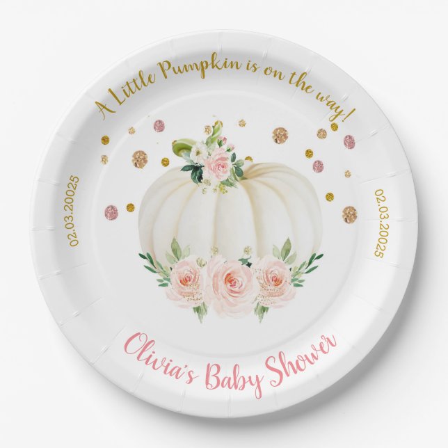 Pumpkin Baby Shower Paper Paper Plate (Front)
