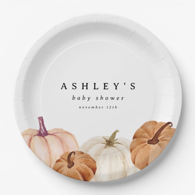 Pumpkin Baby Shower Paper Plate (Front)
