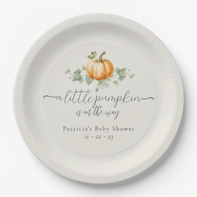 Pumpkin Baby Shower Paper Plates (Front)