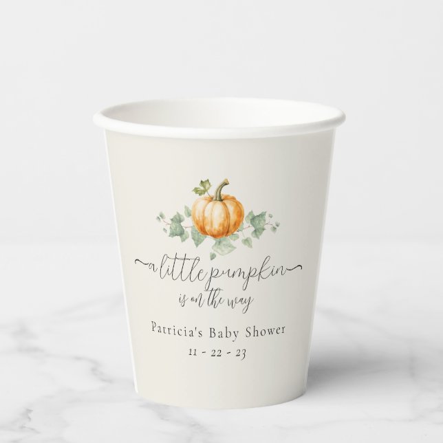 Pumpkin Baby Shower Party Tableware Paper Cups (Front)