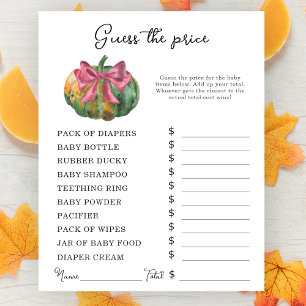Pumpkin baby shower Price guess game