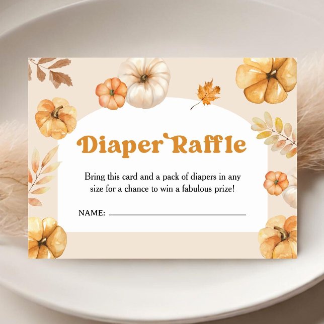 Pumpkin Baby Shower Retro Fall Diaper Raffle Enclosure Card (Creator Uploaded)