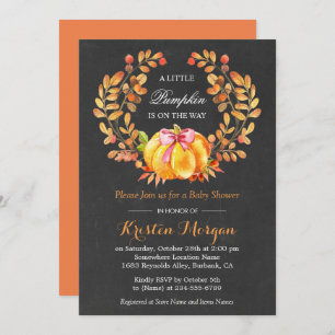 Pumpkin Baby Shower Rustic Autumn Chalkboard Invitation
