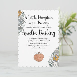 Pumpkin Baby Shower Scallop Edge Invitation