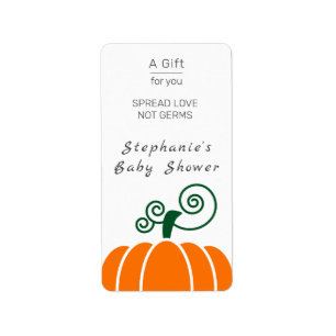 Pumpkin Baby Shower Spread Love Not Germs   Label