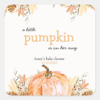 Pumpkin Baby Shower Square Sticker