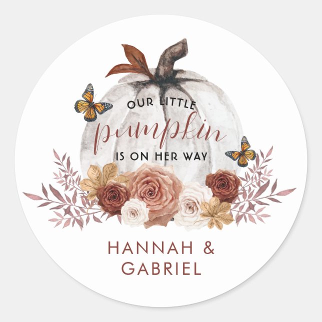 Pumpkin Baby Shower Sticker (Front)