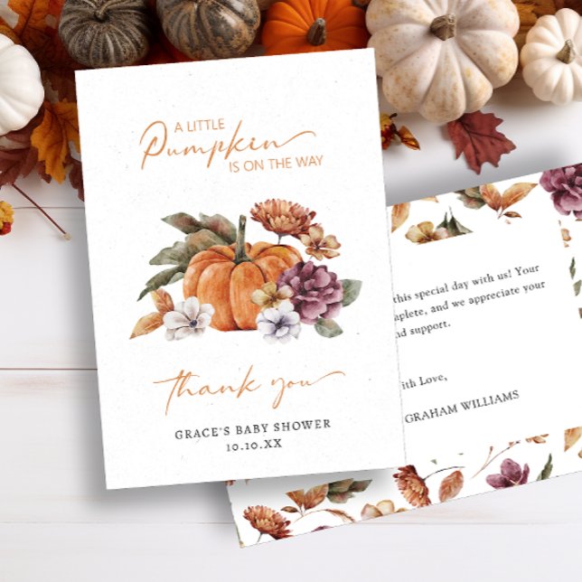 Pumpkin Baby Shower Thank You (A Little Pumpkin Baby Shower Thank You Card)