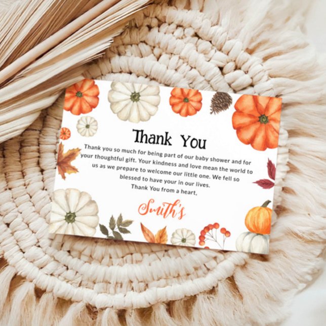Pumpkin  Baby Shower  Thank You Card (Creator Uploaded)