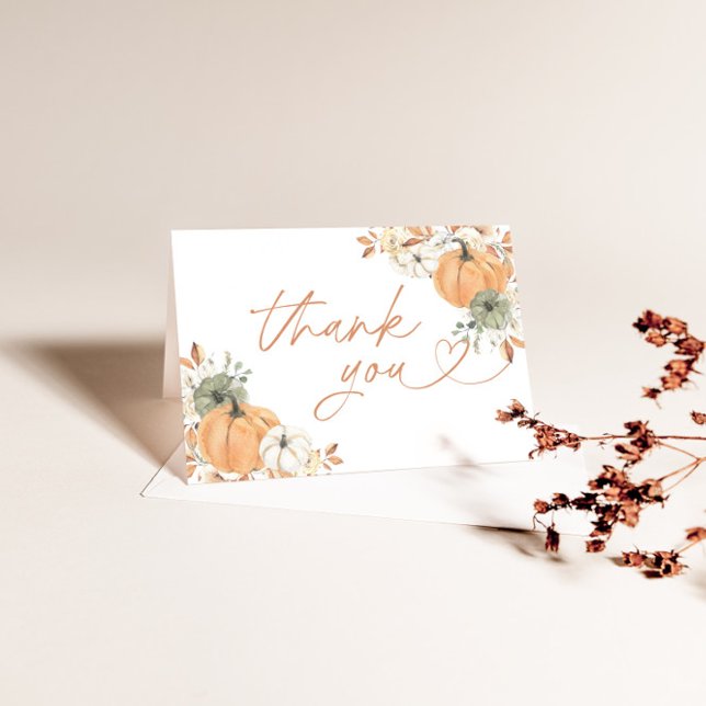 Pumpkin Baby Shower Thank You Card, Boho Fall Baby (Creator Uploaded)