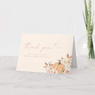 Pumpkin Baby Shower Thank You Card, Boho Fall Baby Card
