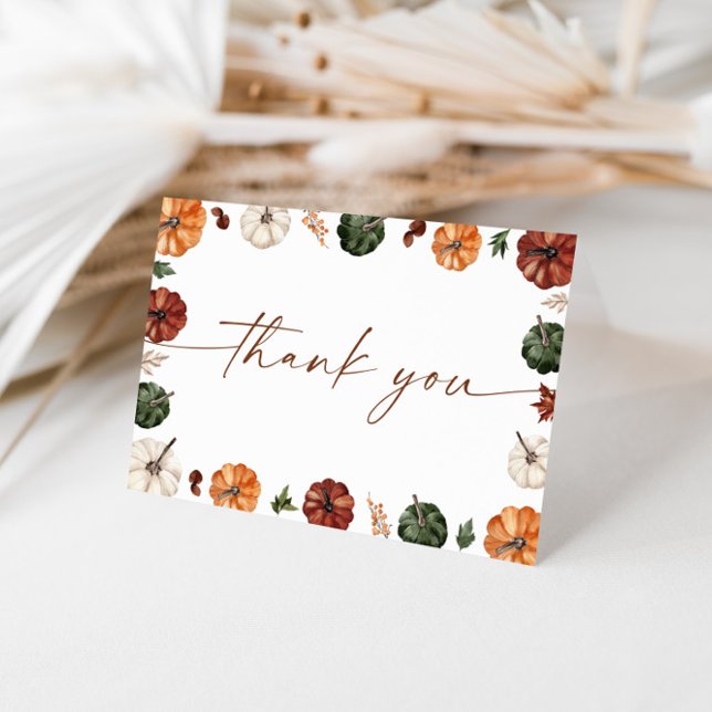 Pumpkin Baby Shower Thank You Card, Boho Fall Baby Card (Creator Uploaded)