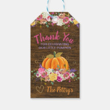 Pumpkin, Baby SHower Thank you Tag Favour birthday