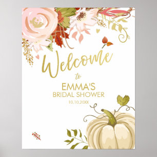 Pumpkin Baby Shower Welcome Sign Fall In Love Gold