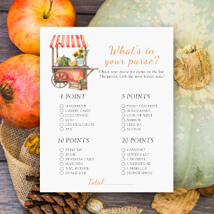 Pumpkin baby shower - What's in your purse game