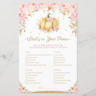 Pumpkin Baby Shower What's On your Phone Game