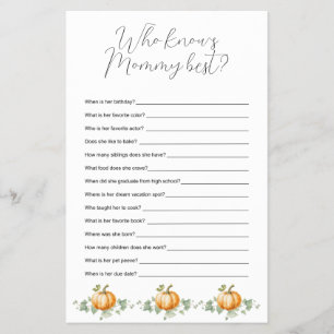Pumpkin Baby Shower Who Knows Mummy Best Game Flyer