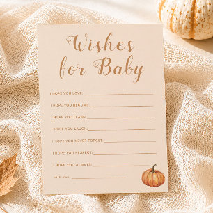 Pumpkin Baby Shower Wishes for Baby Game Card