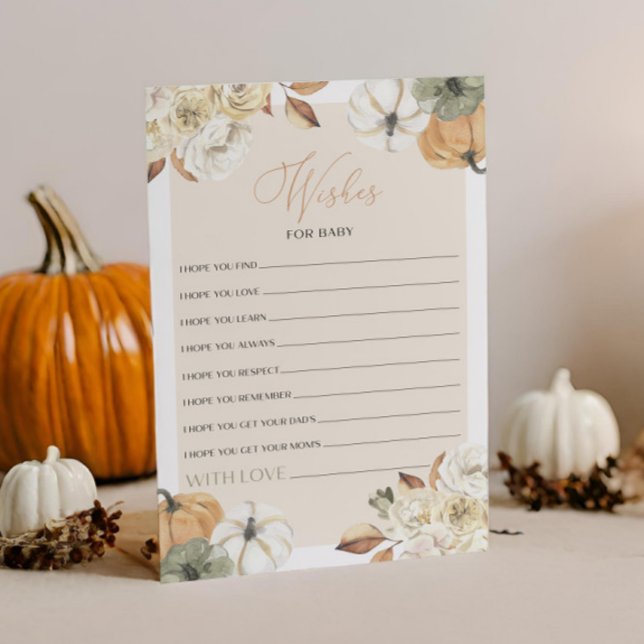 Pumpkin Baby Shower Wishes For Baby Game Card (Creator Uploaded)