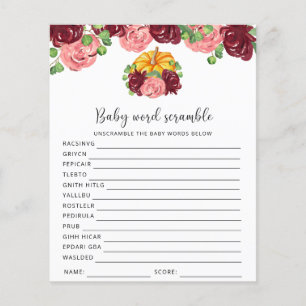 Pumpkin - Baby Word Scramble Baby Shower Game