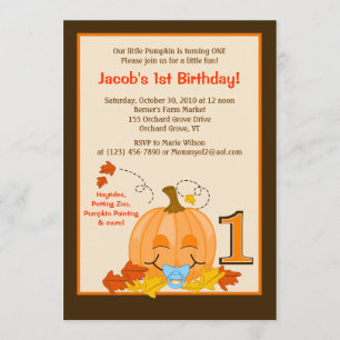 Pumpkin Baby's 1st Birthday Halloween 5x7 Invite
