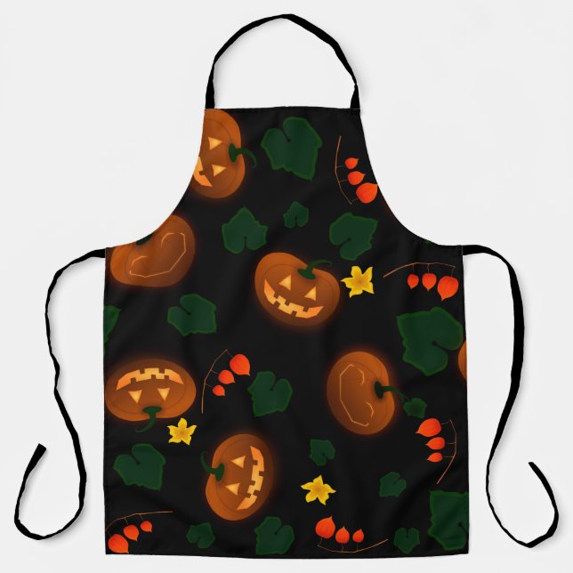 Pumpkin background halloween dark apron (Front)