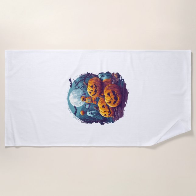 Pumpkin Basketball Showdown Beach Towel (Front)