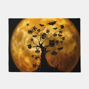 Pumpkin, Bat, Owl, and Orange Moon Doormat