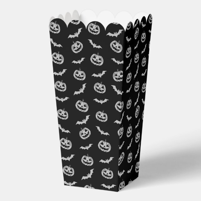 Pumpkin Bat Trick or Treat Black Pattern Favour Box (Front)