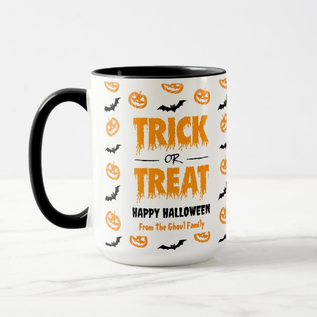 Pumpkin Bat Trick or Treat Customisable Mug (Left)