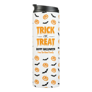 Pumpkin Bat Trick or Treat Customisable Thermal Tumbler