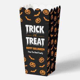 Pumpkin Bat Trick or Treat Dark Popcorn Favour Box