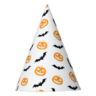 Pumpkin Bat Trick or Treat Light Pattern Party Hat