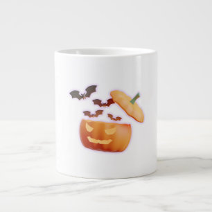 Pumpkin & Bats Vibes – Spooky Halloween Style Large Coffee Mug
