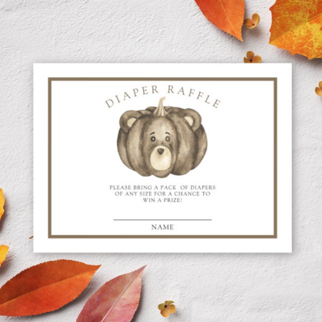 Pumpkin bear - diaper raffle ticket enclosure card (Creator Uploaded)