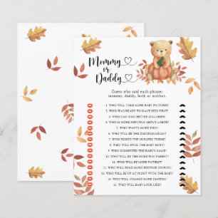 Pumpkin bear - mummy or daddy baby shower game