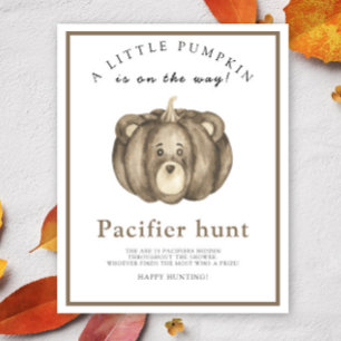 Pumpkin Bear Pacifier hunt baby shower game Poster