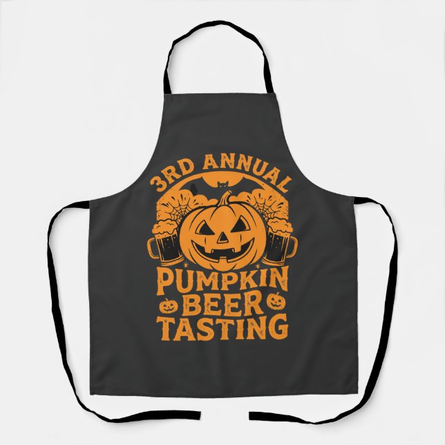 Pumpkin Beer Tasting Halloween Party Design Apron (Front)