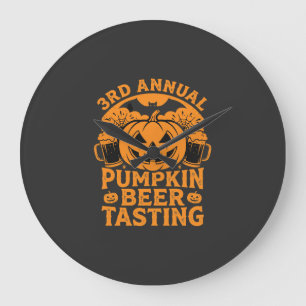 Pumpkin Beer Tasting Halloween Party Design Large Clock