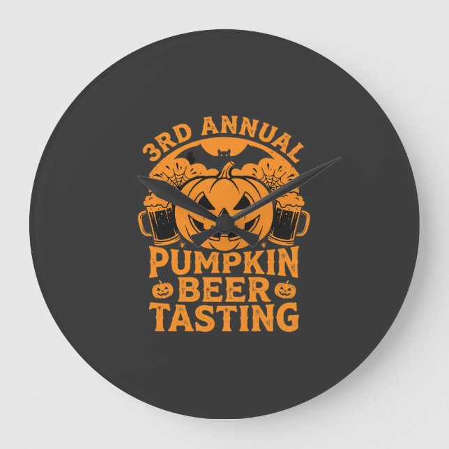 Pumpkin Beer Tasting Halloween Party Design Large Clock (Front)