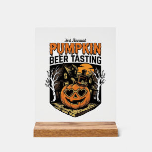 Pumpkin Beer Tasting Vintage Halloween Event Shirt Acrylic Sign