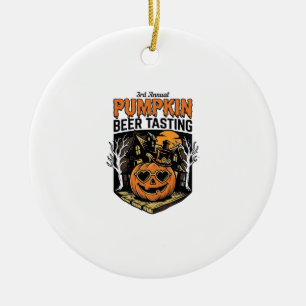 Pumpkin Beer Tasting Vintage Halloween Event Shirt Ceramic Tree Decoration