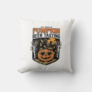 Pumpkin Beer Tasting Vintage Halloween Event Shirt Cushion