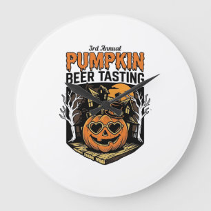Pumpkin Beer Tasting Vintage Halloween Event Shirt Large Clock