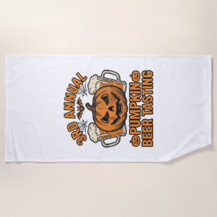 Pumpkin Beer Tasting Vintage Halloween Shirt Desig Beach Towel