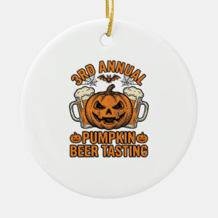 Pumpkin Beer Tasting Vintage Halloween Shirt Desig Ceramic Tree Decoration
