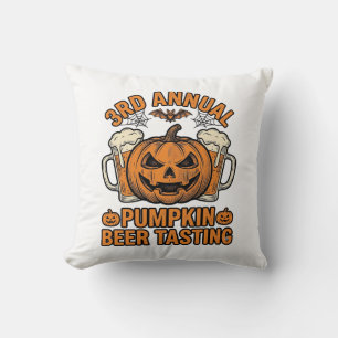 Pumpkin Beer Tasting Vintage Halloween Shirt Desig Cushion