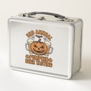 Pumpkin Beer Tasting Vintage Halloween Shirt Desig Metal Lunch Box