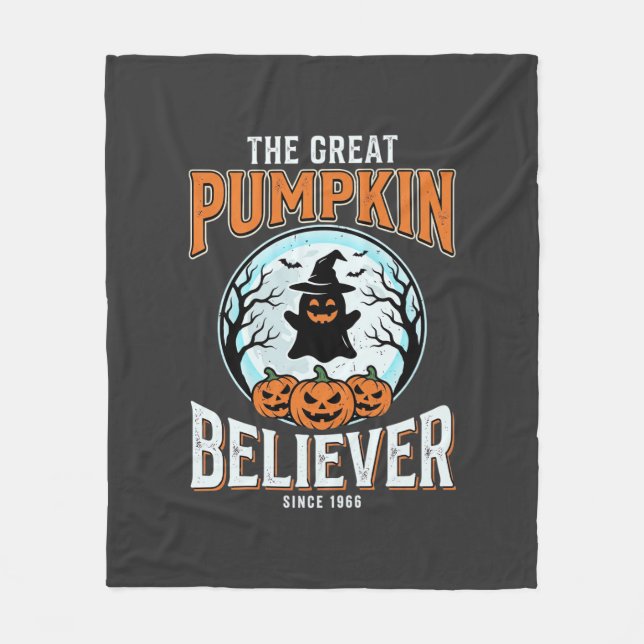 Pumpkin Believer Halloween Graphic Fleece Blanket (Front)